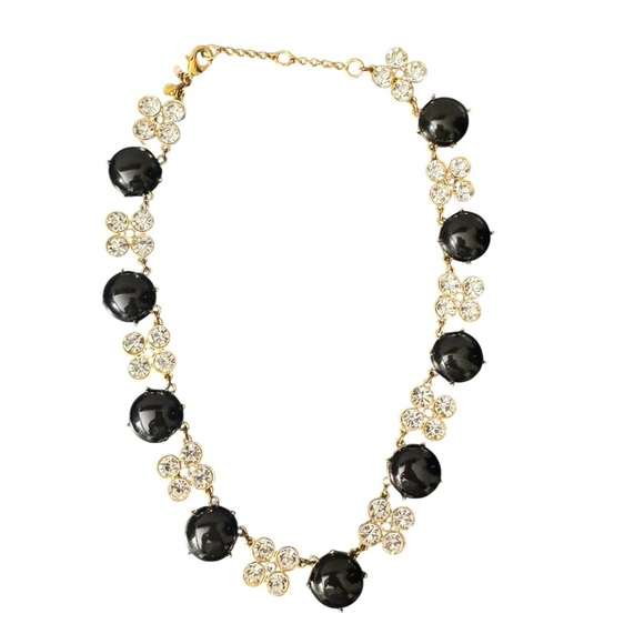 Ann Taylor Rhinestone And Black Statement Necklace - Picture 1 of 3